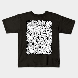 Christmas Doodles Funny and Cute Black and White Characters Kids T-Shirt